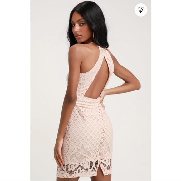 Lulus Steal A Kiss Blush Pink Lace Dress Women's XS Halter Top Mini Short Cute - Picture 2 of 9